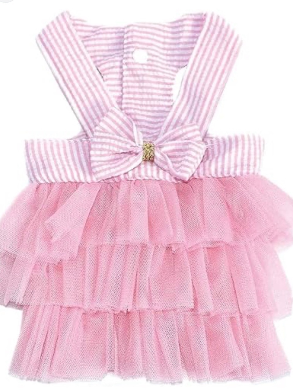 Boutique Pink Tulle Ruffle Pet Dress with Bow - Picture 6 of 11